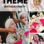 A Pinterest Pin with a collage of photos showing young girls getting spa treatments. The text says Spa Theme Birthday Party