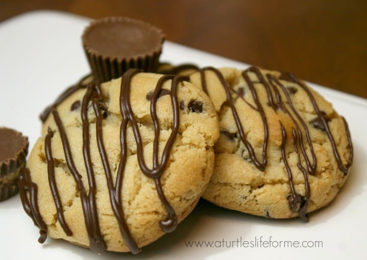 peanut butter chocolate chip drizzle cookies scratch