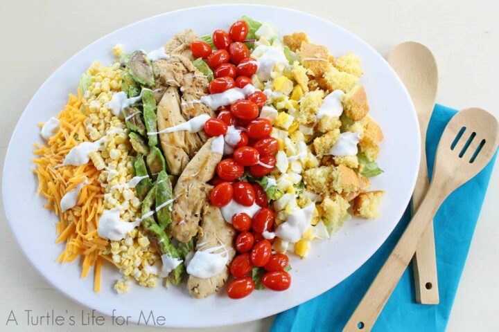 Grilled Chicken Cobb Salad with Bleu Cheese Dressing- A Turtle's Life for Me