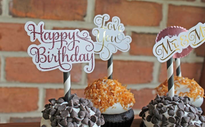 minc gold foil machine birthday cupcake toppers