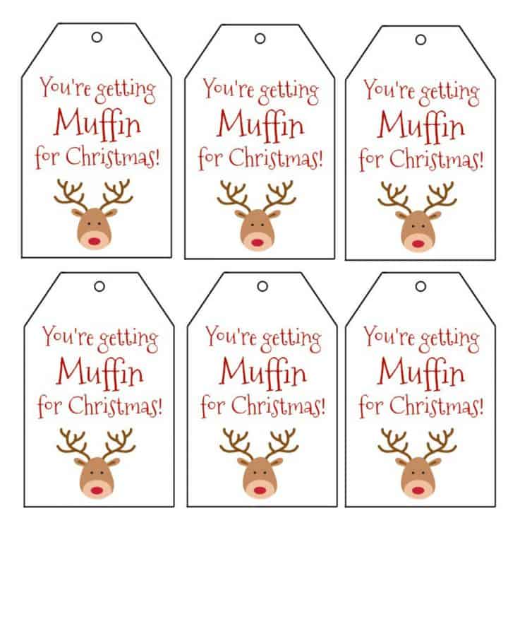 You're getting muffin for Christmas printable gift tags