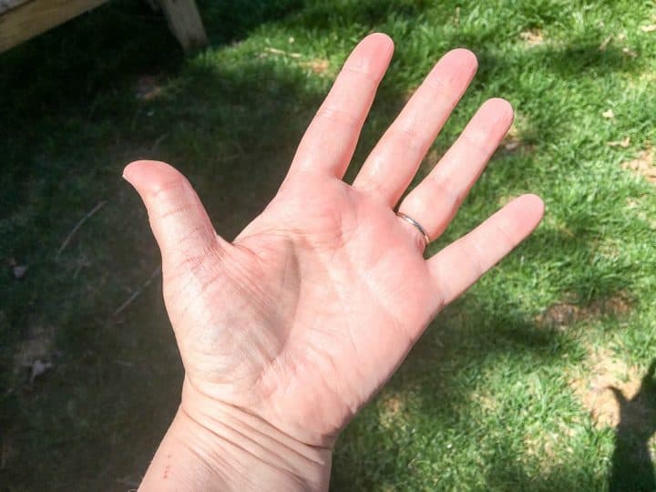 hands after staining