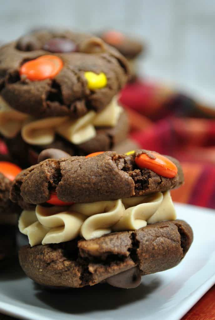 Peanut Butter Sandwich Cookie with Reese's Pieces