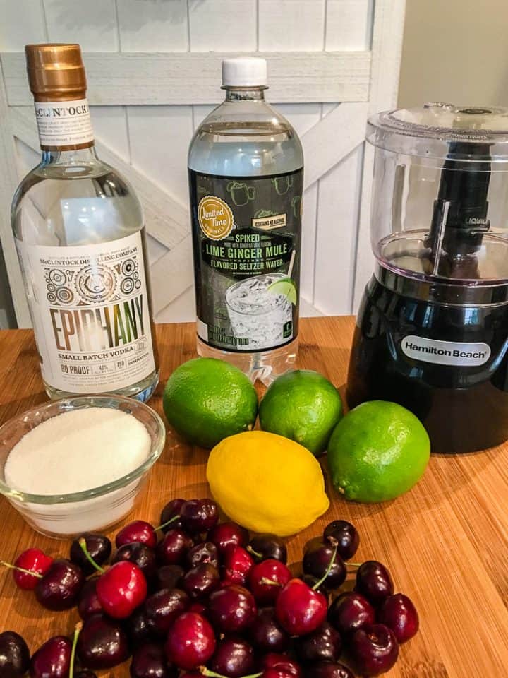 Ingredients for Sparkling Cherry Lime Cocktail