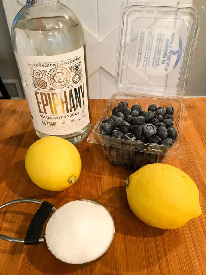 Ingredients needed for blueberry lemonade with vodka