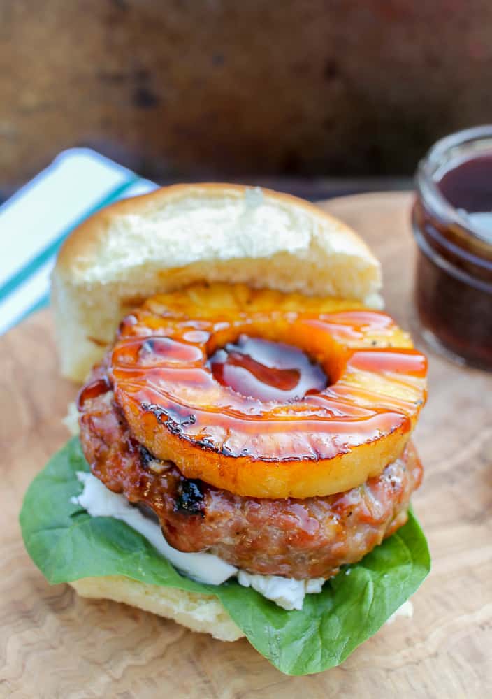 Asian grilled pork burgers with pineapple