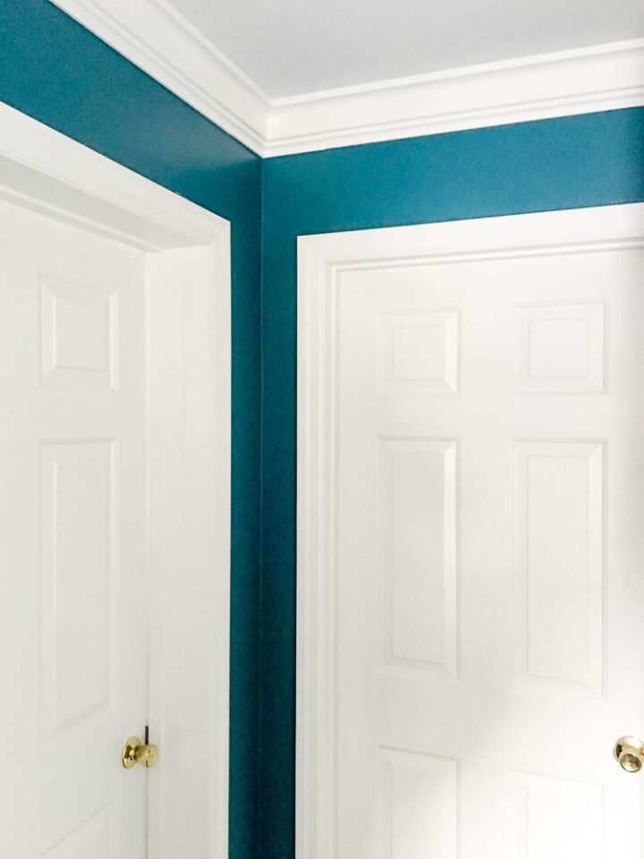 master bedroom makeover with doors and crown molding