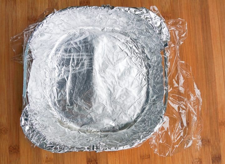 Foil and plastic wrap freezer cooking method