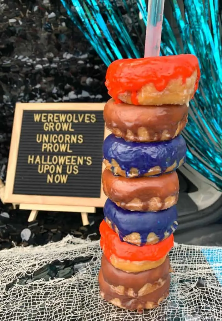 donut tower for a Halloween party