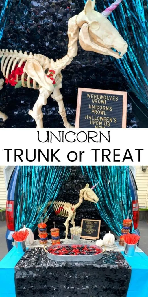 unicorn themed trunk or treat party for Halloween